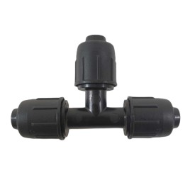Trójnik PP 90° do rury LDPE z zaciskami 16mm x 16mm x 16mm