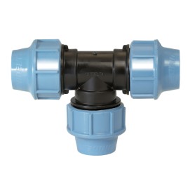 Trójnik ściskany PP 90° do rury PE z zaciskami 32mm x 32mm x 32mm, UNIDELTA